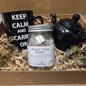 Charbrew Night Time Detox Tea Set with Black Mug and Teapot